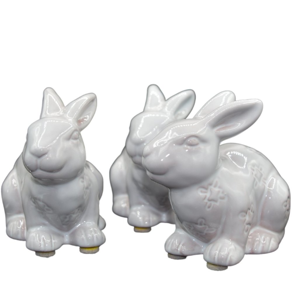 Set Of 3 Ceramic Bunny Rabbits - Picture 2 of 4